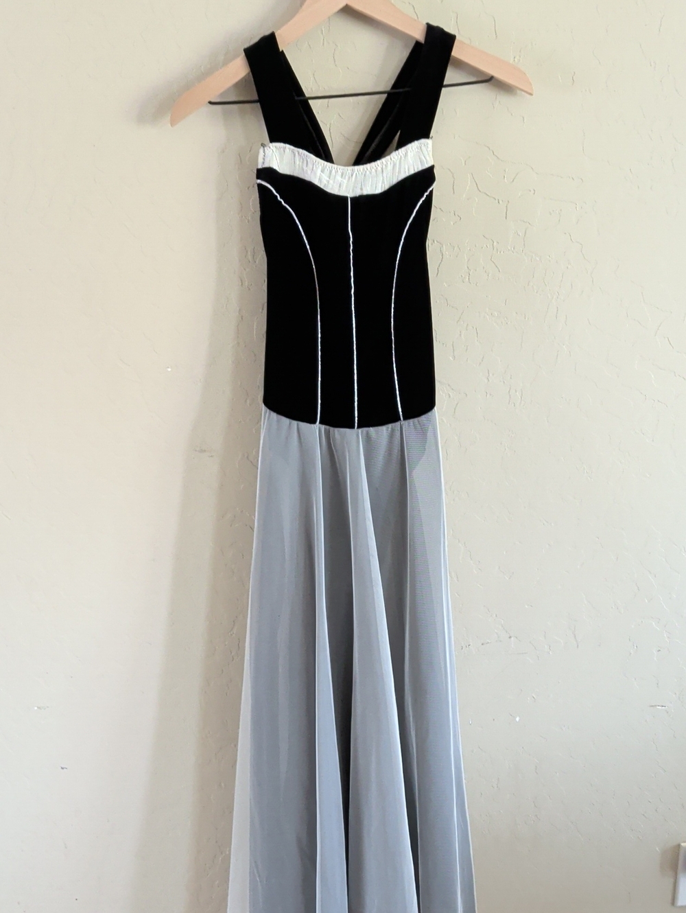Black and White Paneled Evening Dress